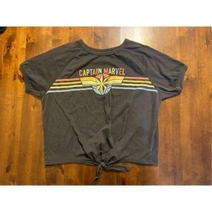 Disney Marvel Avengers Captain Marvel Tie Short Shirt Size Women Large